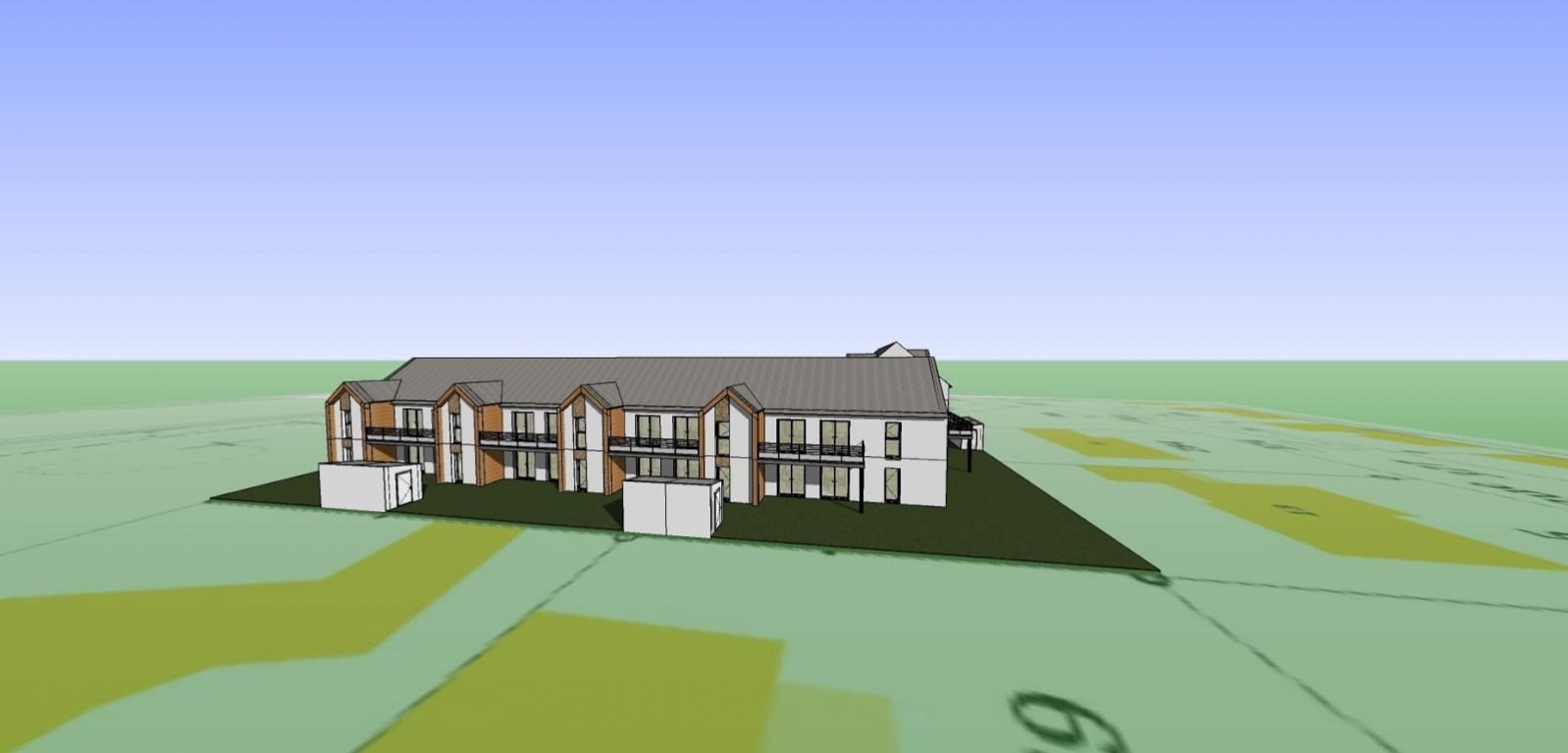 Plan 3D avant d'une résidence en cours de construction dans le Morbihan